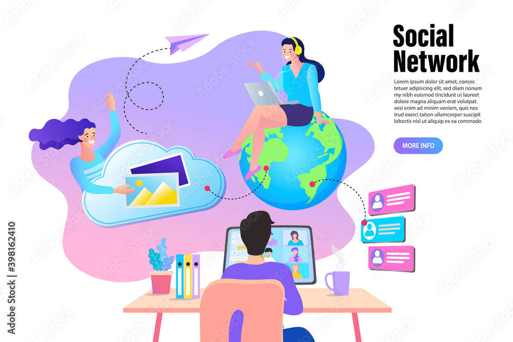 Wireless communication and social networking concept. global network of people from all walks of life on different continents. Wireless communication and social networking concept. global network of people from all walks of life on different continents.
