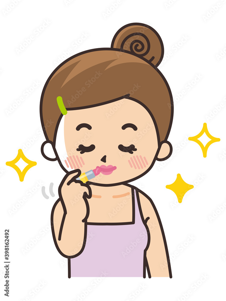 口紅を塗る女性　美容　ビューティー　化粧　メイク