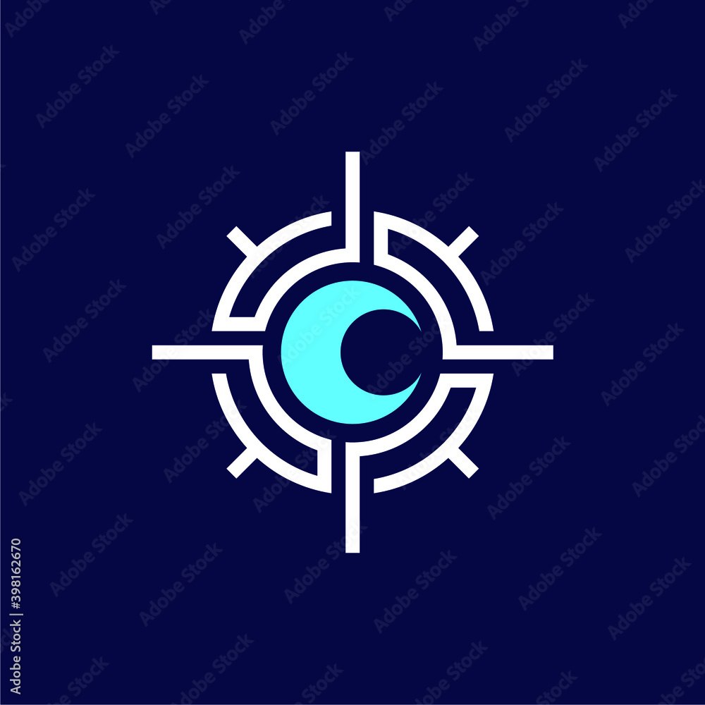 C letter moon compass logo C letter moon compass logo