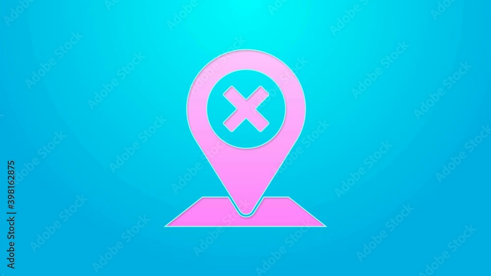 Pink line Map pin icon isolated on blue background. Navigation, pointer, location, map, gps, direction, place, compass, search concept. 4K Video motion graphic animation Pink line Map pin icon isolated on blue background. Navigation, pointer, location, map, gps, direction, place, compass, search concept. 4K Video motion graphic animation