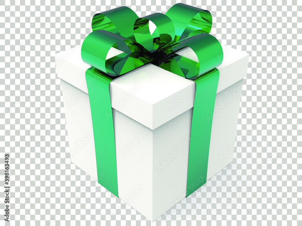 3d green gift box with bow png Stock Vector | Adobe Stock