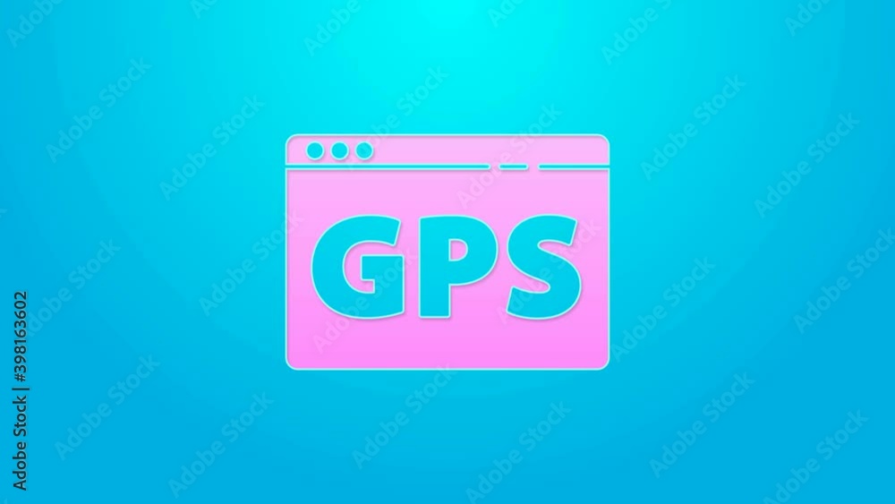 Pink line Gps device with map icon isolated on blue background. 4K Video motion graphic animation Pink line Gps device with map icon isolated on blue background. 4K Video motion graphic animation