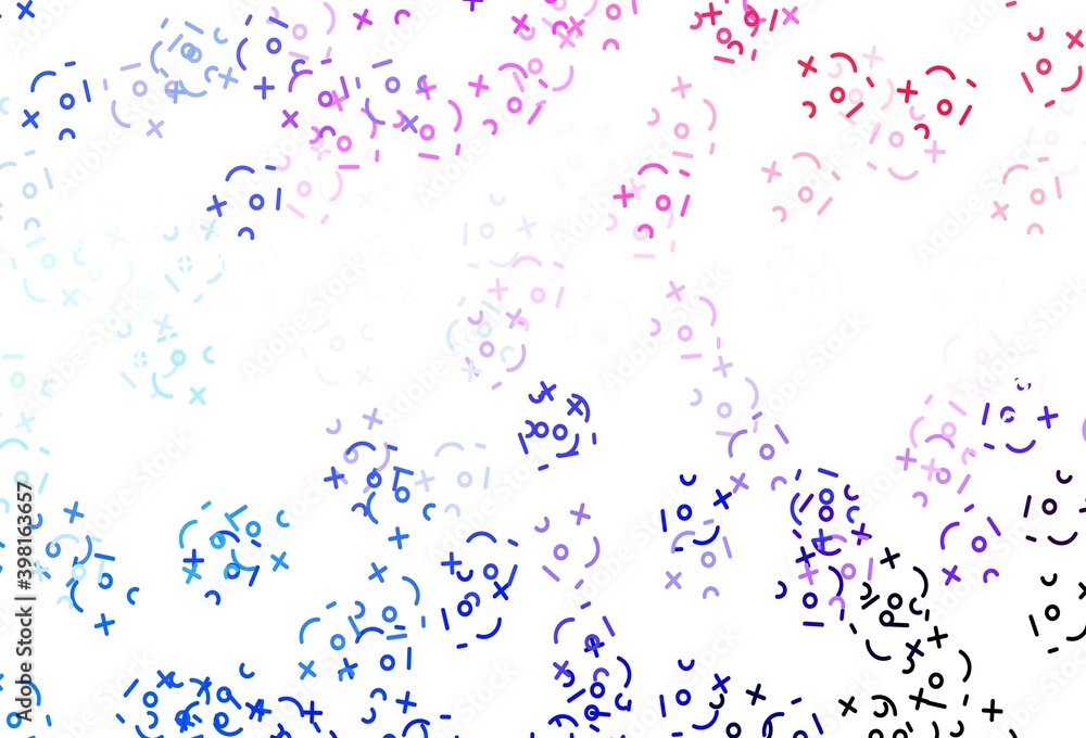 Light Blue, Red vector background with math elements. Light Blue, Red vector background with math elements.