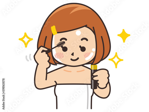 マスカラを塗る女性　美容　ビューティー　化粧　メイク