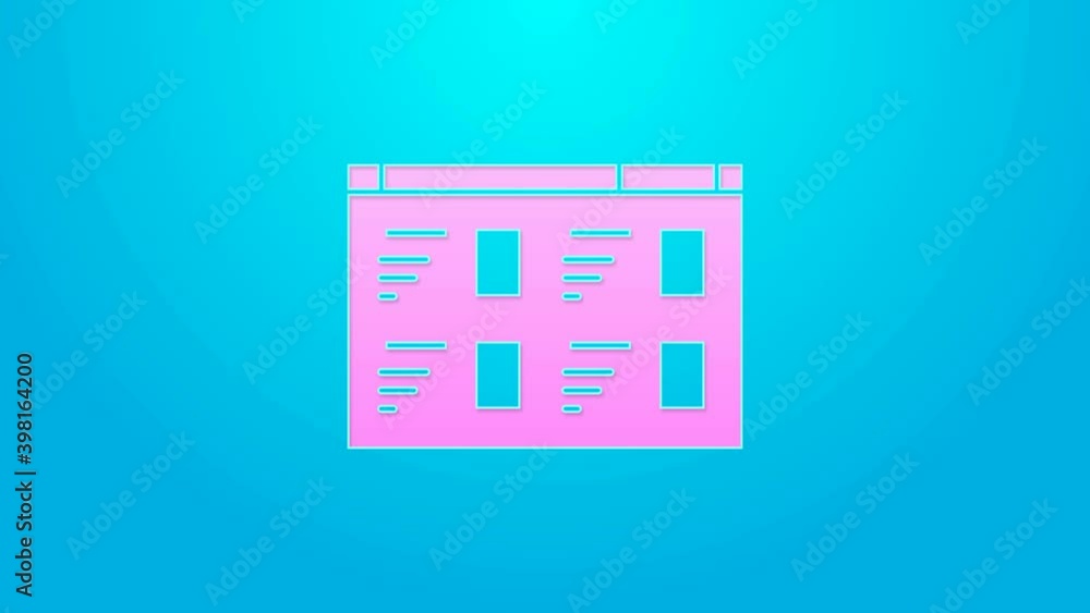 Pink line Online play video icon isolated on blue background. Film strip with play sign. 4K Video motion graphic animation Pink line Online play video icon isolated on blue background. Film strip with play sign. 4K Video motion graphic animation