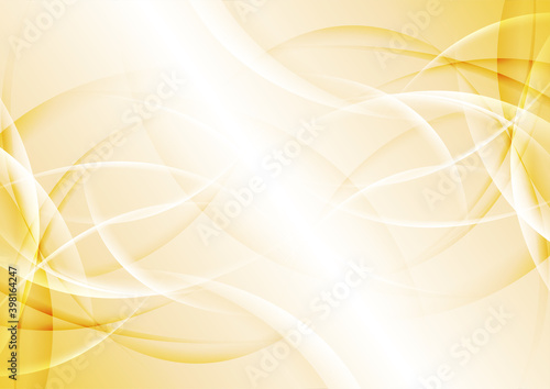 White orange shiny glossy flowing waves abstract background. Elegant vector design