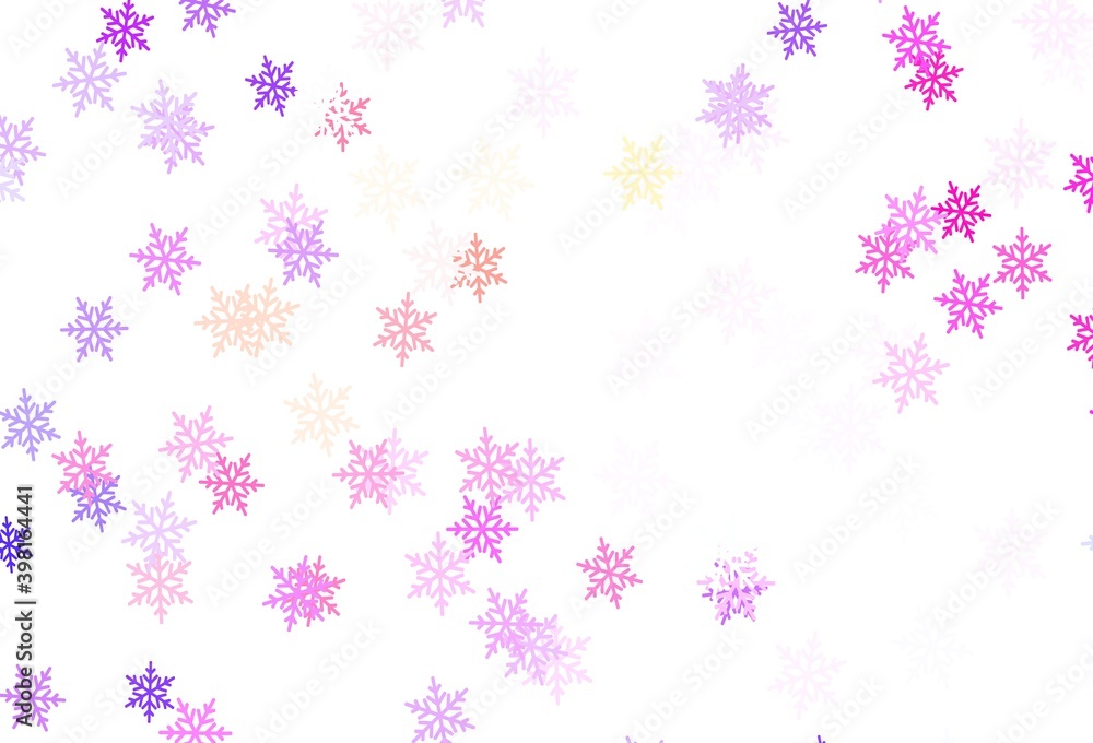 Light Blue, Red vector texture with colored snowflakes, stars.