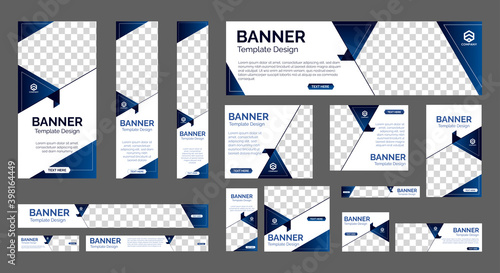 set of creative web banners of standard size with a place for photos. Vertical, horizontal and square template. vector illustration