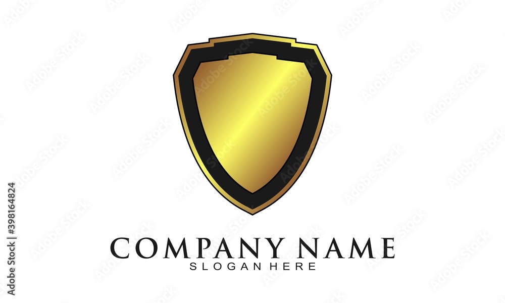 Gold shield for security symbol vector icon Gold shield for security symbol vector icon