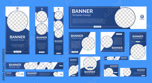 set of creative web banners of standard size with a place for photos. Vertical, horizontal and square template. vector illustration