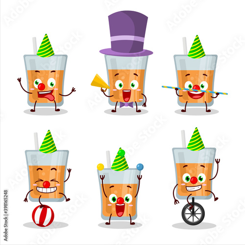 Cartoon character of papaya juice with various circus shows