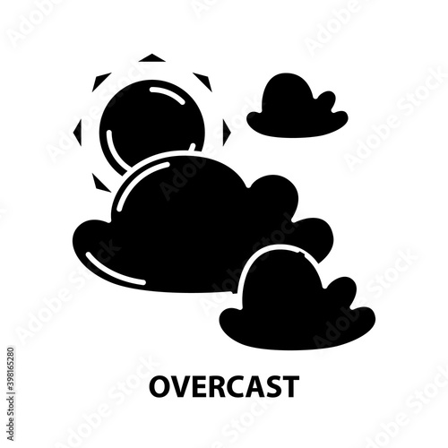overcast icon, black vector sign with editable strokes, concept illustration