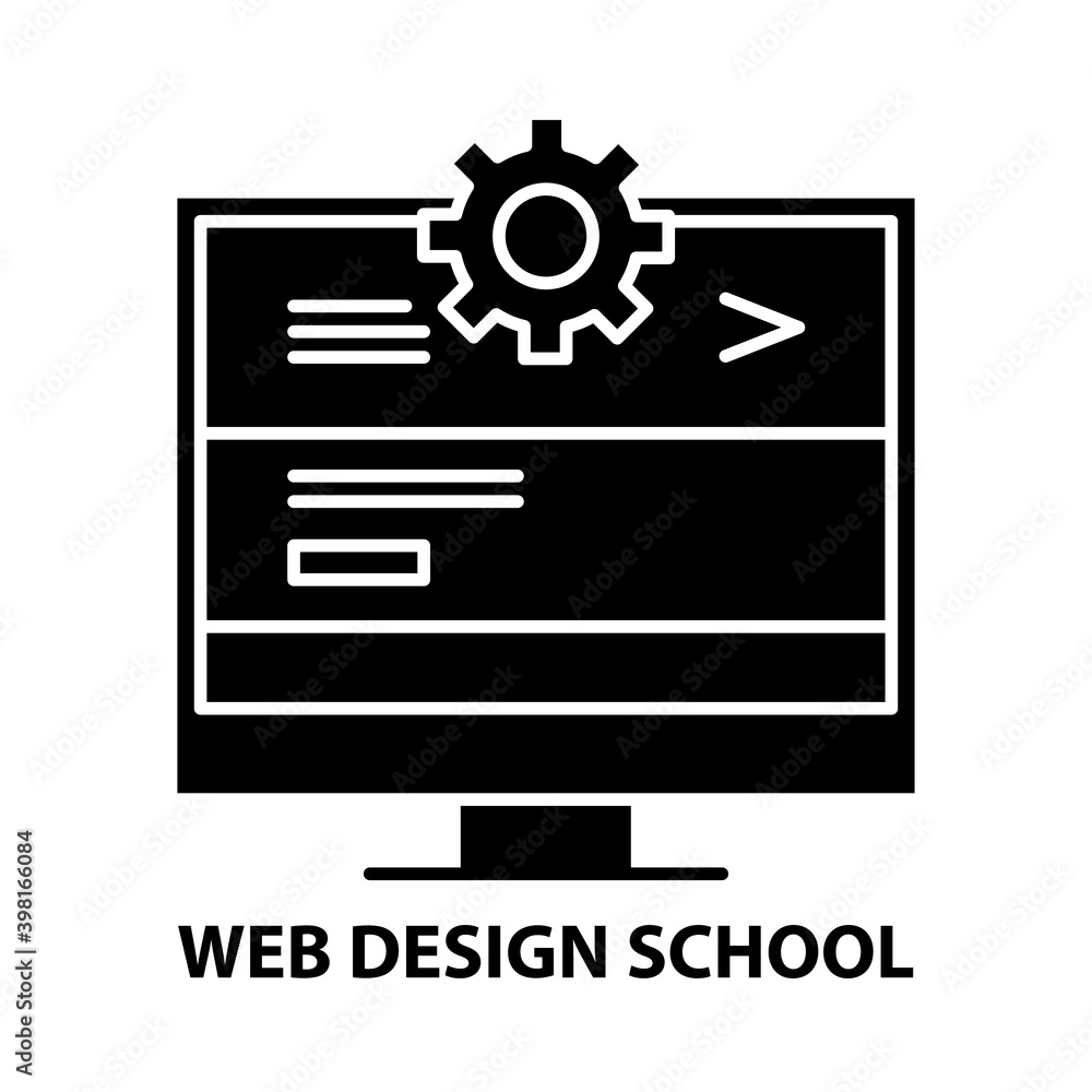 web design school icon, black vector sign with editable strokes, concept illustration web design school icon, black vector sign with editable strokes, concept illustration