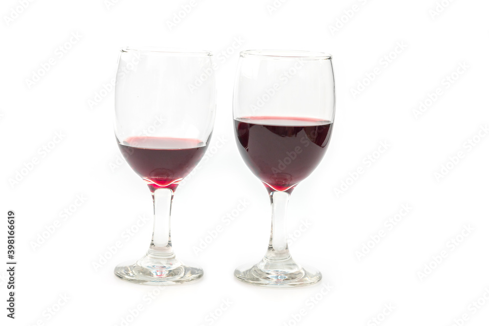 Two glass of red wine isolated