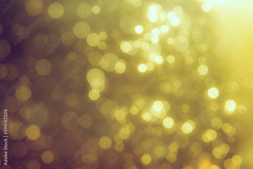 Fototapeta premium Gold bokeh blur defocus in black backgeound