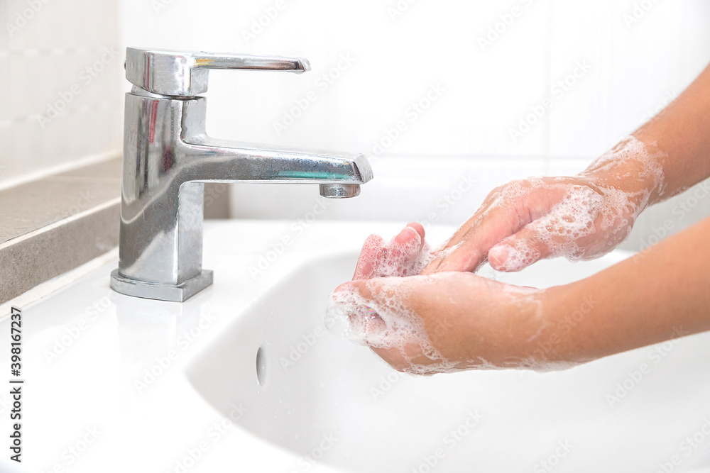 Washing your hands with soap for cleaning helps prevent germs Washing your hands with soap for cleaning helps prevent germs