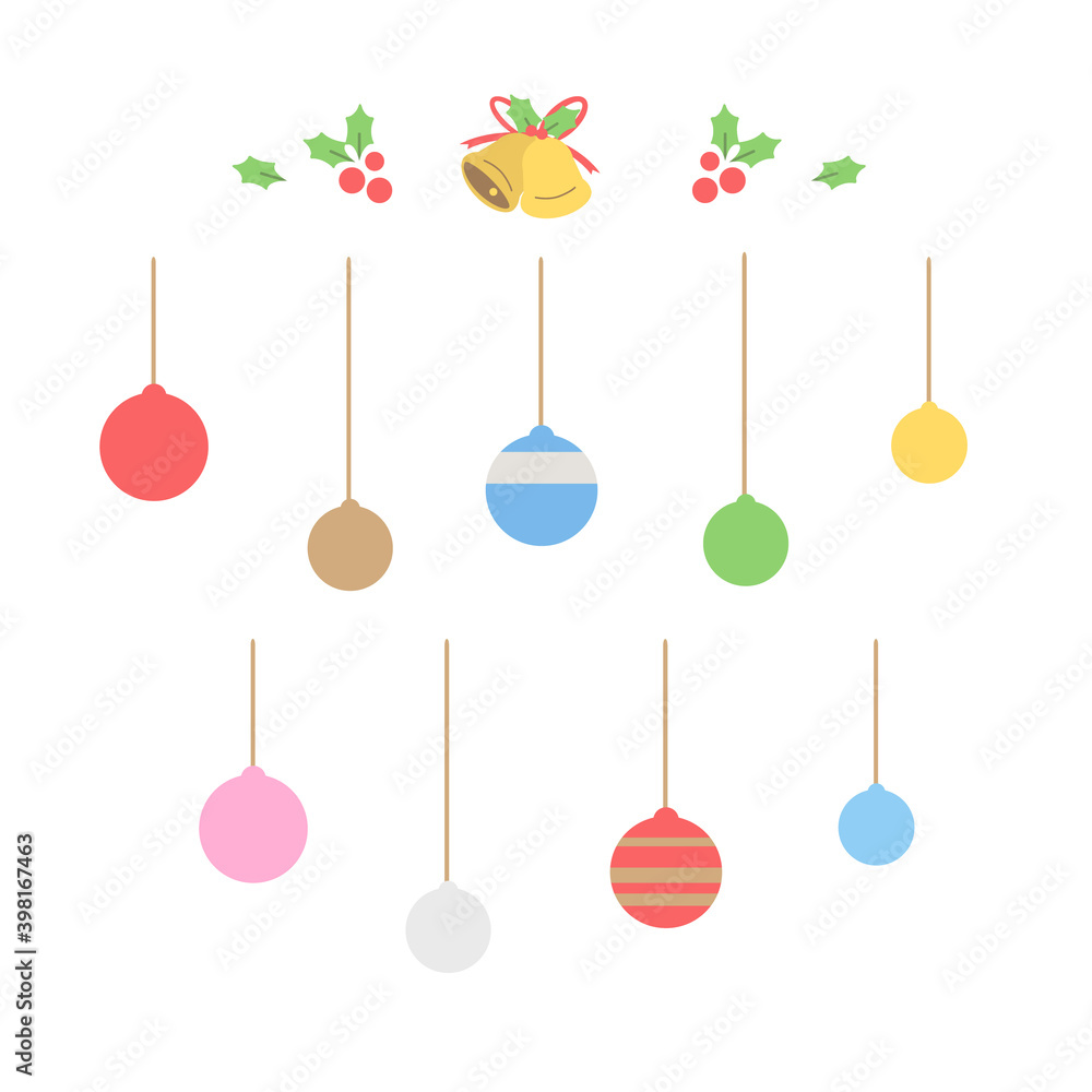 クリスマスオーナメントセットイラスト素材 クリスマスオーナメントセットイラスト素材