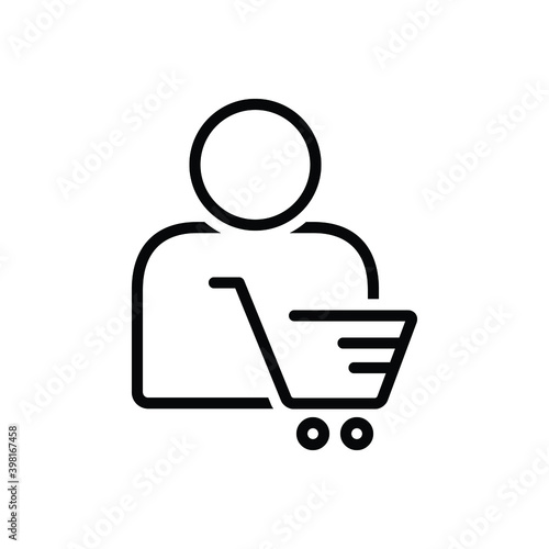 Black line icon for customer
