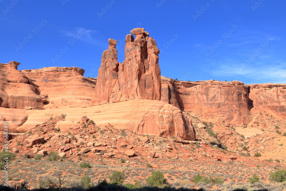 Three Sisters rock formation, Arches National Park, Utah