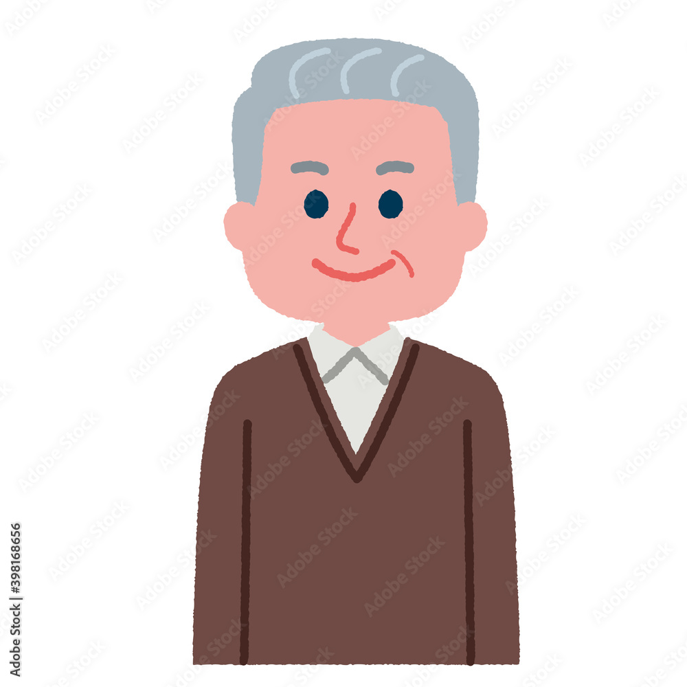 笑顔のシニア男性イラスト素材