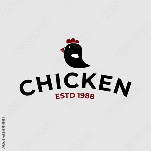 Chicken logo, Fried chicken restaurant, Rooster mascot, chicken farm and egg vector illustration.