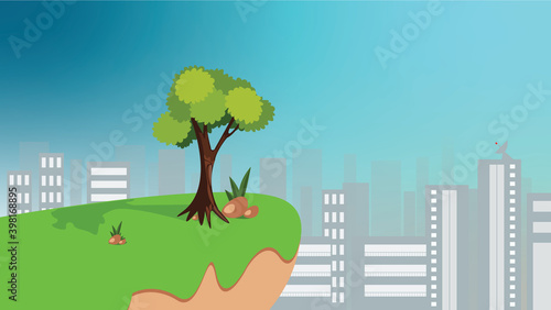 polluted City and the tree