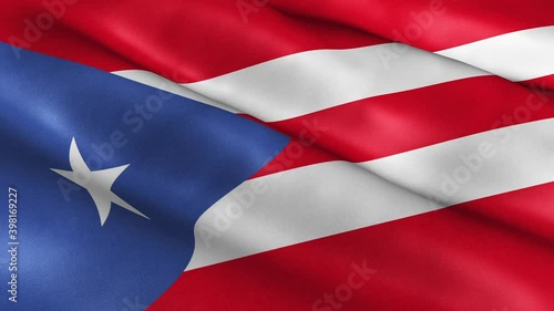Puerto Rico National Flag Country Banner Waving 3D Loop Animation.