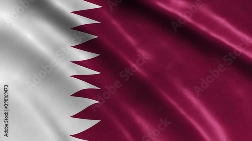 Qatar National Flag Country Banner Waving 3D Loop Animation.
