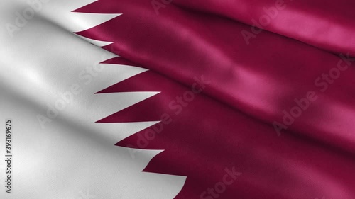 Qatar National Flag Country Banner Waving 3D Loop Animation.