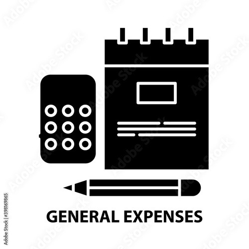 general expenses icon, black vector sign with editable strokes, concept illustration