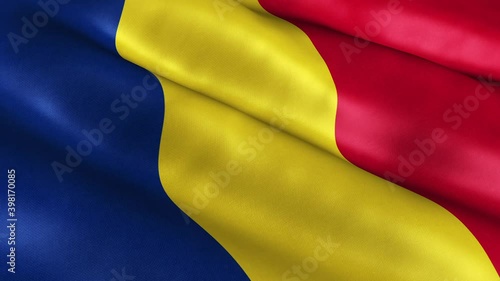 Romania National Flag Country Banner Waving 3D Loop Animation.