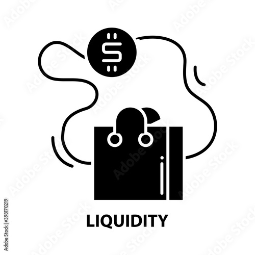 liquidity icon, black vector sign with editable strokes, concept illustration