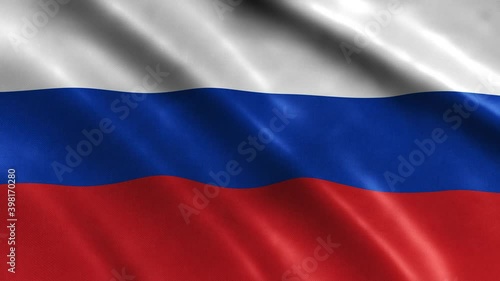 Russia National Flag Country Banner Waving 3D Loop Animation.
