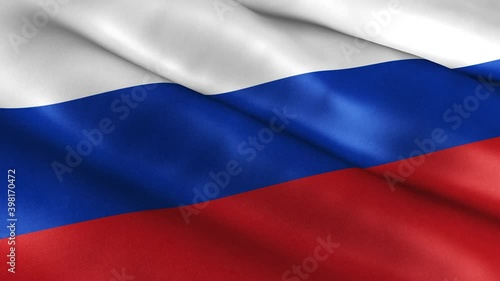 Russia National Flag Country Banner Waving 3D Loop Animation.