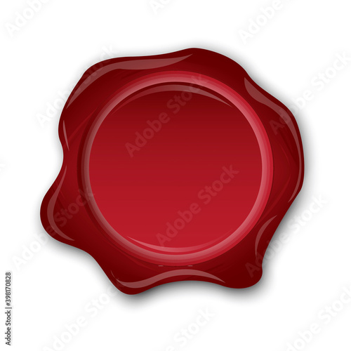 Wax red stamp in vintage style on white background. Vector web button. Christmas background. Stock image. EPS 10.