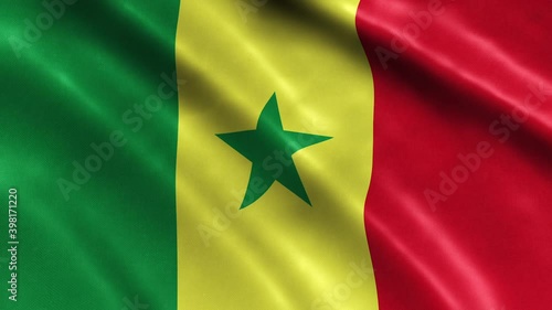 Senegal National Flag Country Banner Waving 3D Loop Animation.