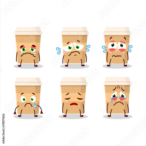 New coffee cup cartoon character with sad expression