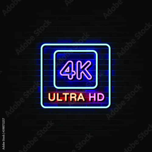 4K Ultra HD Neon Signs Vector.