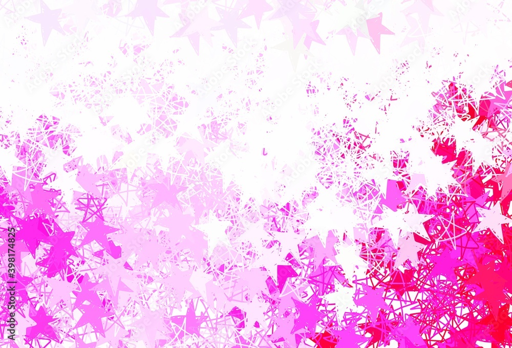Light Pink vector backdrop with small and big stars. Light Pink vector backdrop with small and big stars.