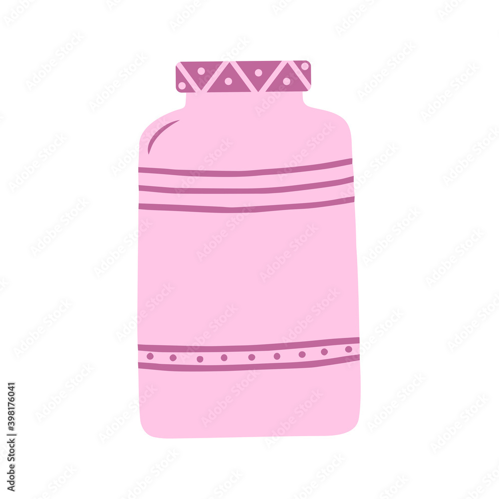 Hand drawn jar for products isolated on a white background. Kitchen utensils and utensils. Illustration in a simple flat style. It can be used for decoration of textile, paper and other surfaces. Hand drawn jar for products isolated on a white background. Kitchen utensils and utensils. Illustration in a simple flat style. It can be used for decoration of textile, paper and other surfaces.