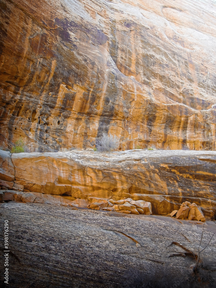 Strange colors and textures of The Great Wash canyon in late autumn, Capitol Reef National Park, south central Utah