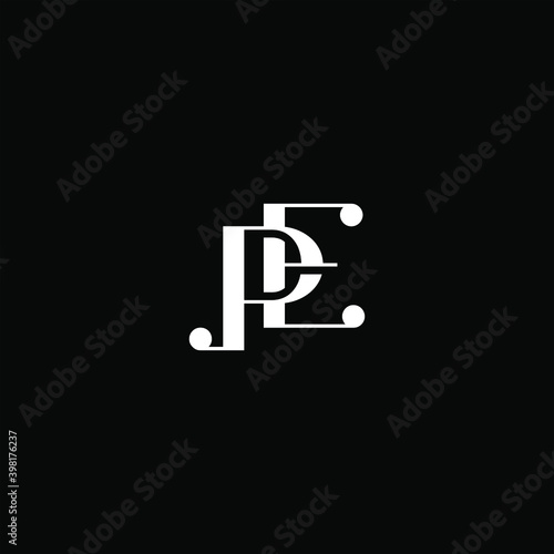 P E letter logo creative design on black color background. pe monogram
