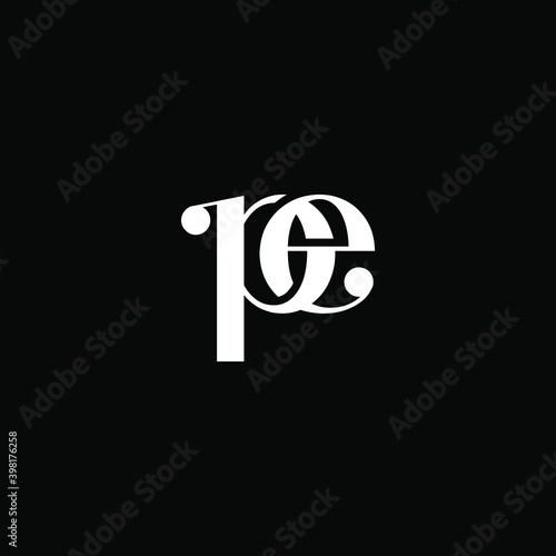P E letter logo creative design on black color background. pe monogram