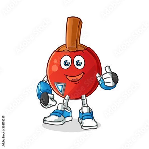 table tennis bat robot character. cartoon mascot vector