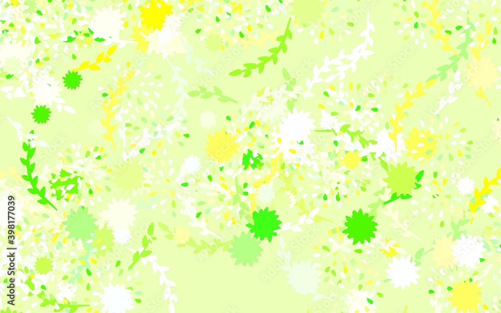 Light Green, Yellow vector abstract background with flowers, roses.