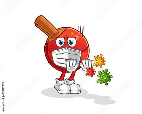 table tennis bat refuse viruses cartoon. cartoon mascot vector