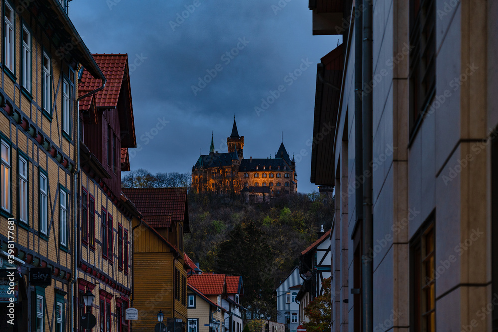 Obraz premium Schloss Wernigerode bei Nacht