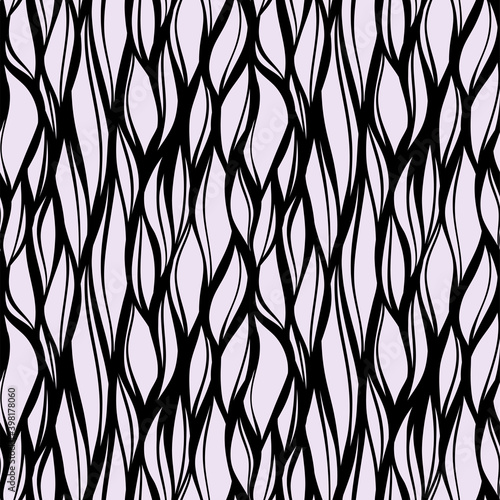 Seamless hand drawn ink pattern. Creative endless background with blots. Abstract striped texture with bold monochrome lines