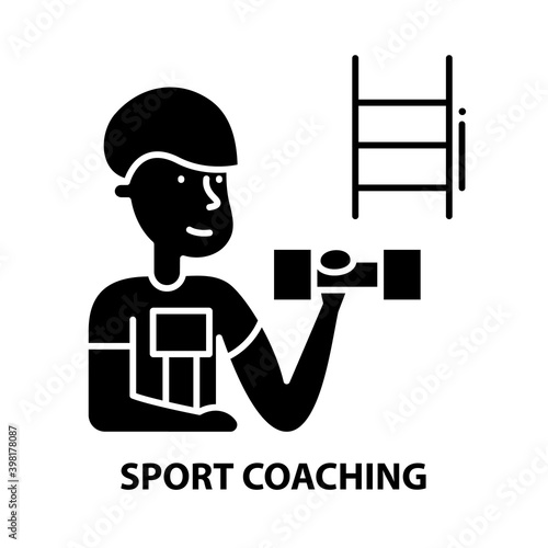 sport coaching icon, black vector sign with editable strokes, concept illustration