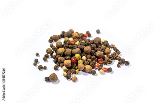 Peppercorns on white background, picture for design